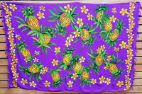 Screen Printed Full Sarong - Pineapple Frenzy - Dark Gray, Lime, Purple, Red, White