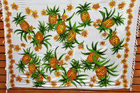 Screen Printed Full Sarong - Pineapple Frenzy - Dark Gray, Lime, Purple, Red, White