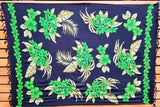 Screen Printed Full Sarong - Plumeria Bouquet - Blue, Green, Purple
