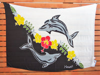Screen Printed Full Sarong - Tribal Dolphin - Black/Red, Black/Turquoise, Black/White, Blue/Turquoise
